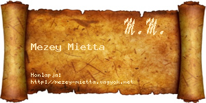 Mezey Mietta névjegykártya